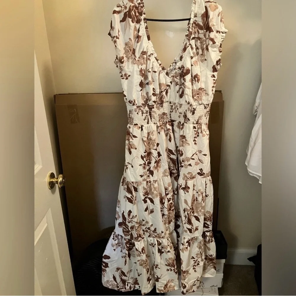 Abercrombie & Fitch Brown Floral Midi Dress - Picture 4 of 4